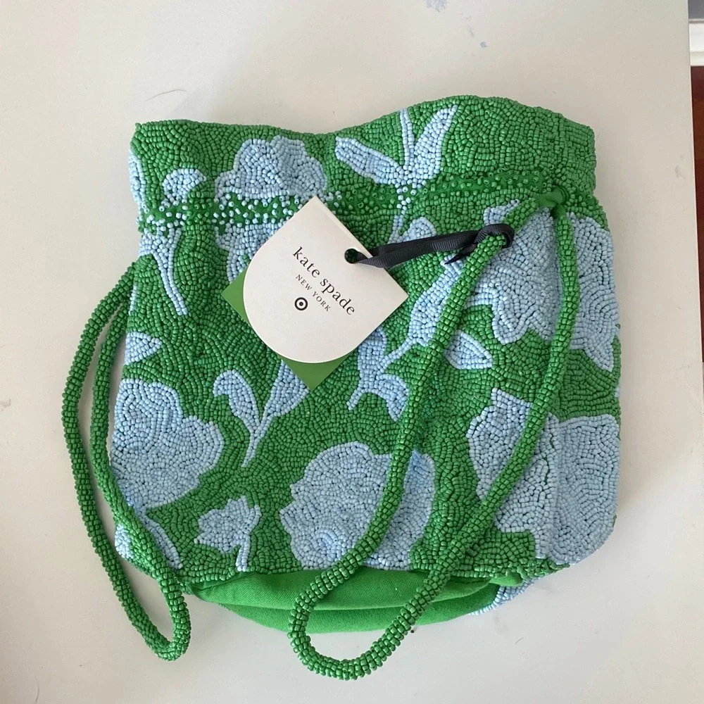Kate Spade / Kate Spade X Target Beaded Classic Rose Drawstring Bucket Bag NWT - Picture 2 of 10